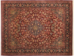 handmade Traditional Kashan Red Blue Hand Knotted RECTANGLE 100% WOOL area rug 9x12