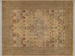 handmade Traditional Tabriz Gold Green Hand Knotted RECTANGLE 100% WOOL area rug 9x12