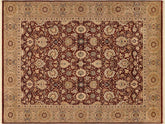 handmade Transitional Lahore Red Beige Hand Knotted RECTANGLE 100% WOOL area rug 9x13