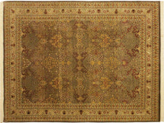 handmade Transitional New Wahid Brown Ivory Hand Knotted RECTANGLE 100% WOOL area rug 9x12