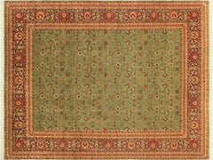 handmade Transitional Regular Green Aubergine Hand Knotted RECTANGLE 100% WOOL area rug 9x11