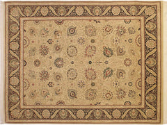 handmade Traditional New Mubashe Beige Black Hand Knotted RECTANGLE 100% WOOL area rug 9x13