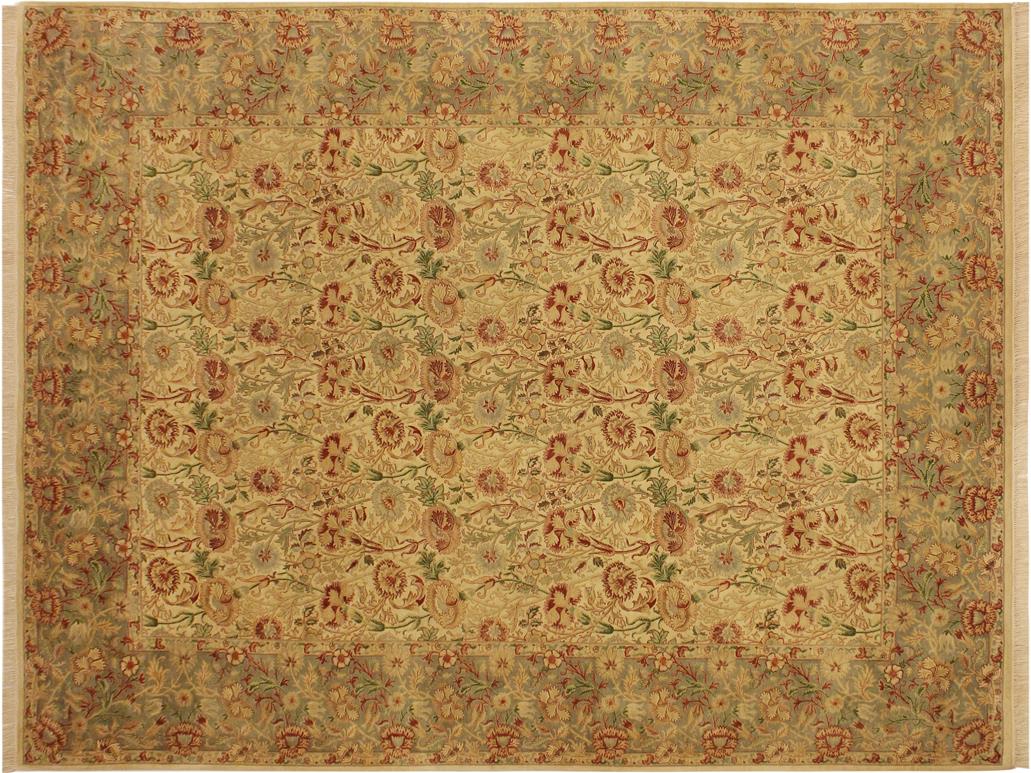 handmade Traditional Irfan Beige Gray Hand Knotted RECTANGLE 100% WOOL area rug 9x13