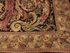 handmade Traditional Chand Black Beige Hand Knotted RECTANGLE 100% WOOL area rug 9x11