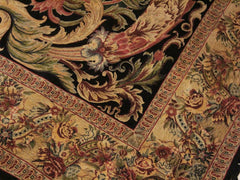 handmade Traditional Chand Black Beige Hand Knotted RECTANGLE 100% WOOL area rug 9x11