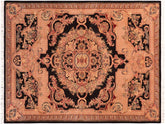 handmade Traditional Savonarrie Black Tan Hand Knotted RECTANGLE 100% WOOL area rug 5x7