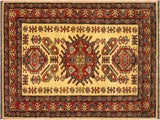 Southwestern Super Kazak Marlena Gold/Red Wool Rug - 4'8'' x 6'3''