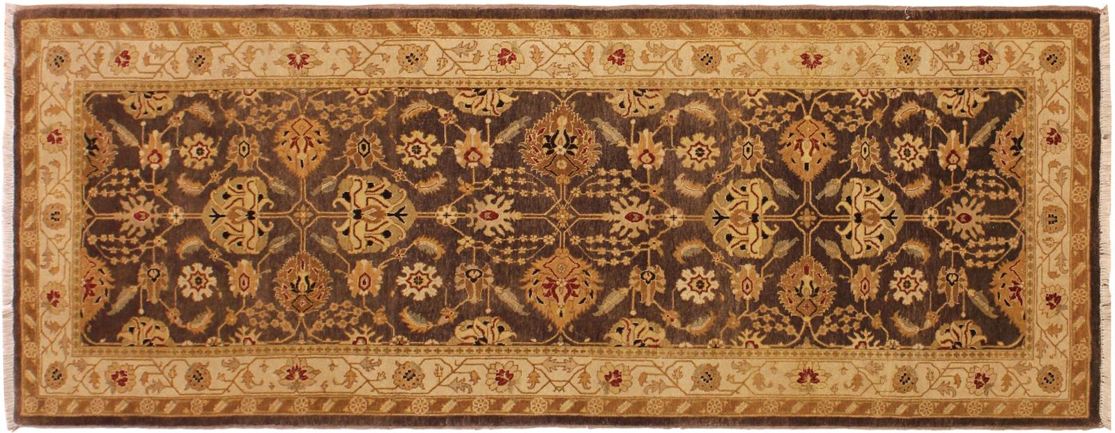 handmade Transitional Kafkaz Brown Beige Hand Knotted RUNNER 100% WOOL area rug 3x8