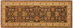 handmade Transitional Kafkaz Brown Beige Hand Knotted RUNNER 100% WOOL area rug 3x8