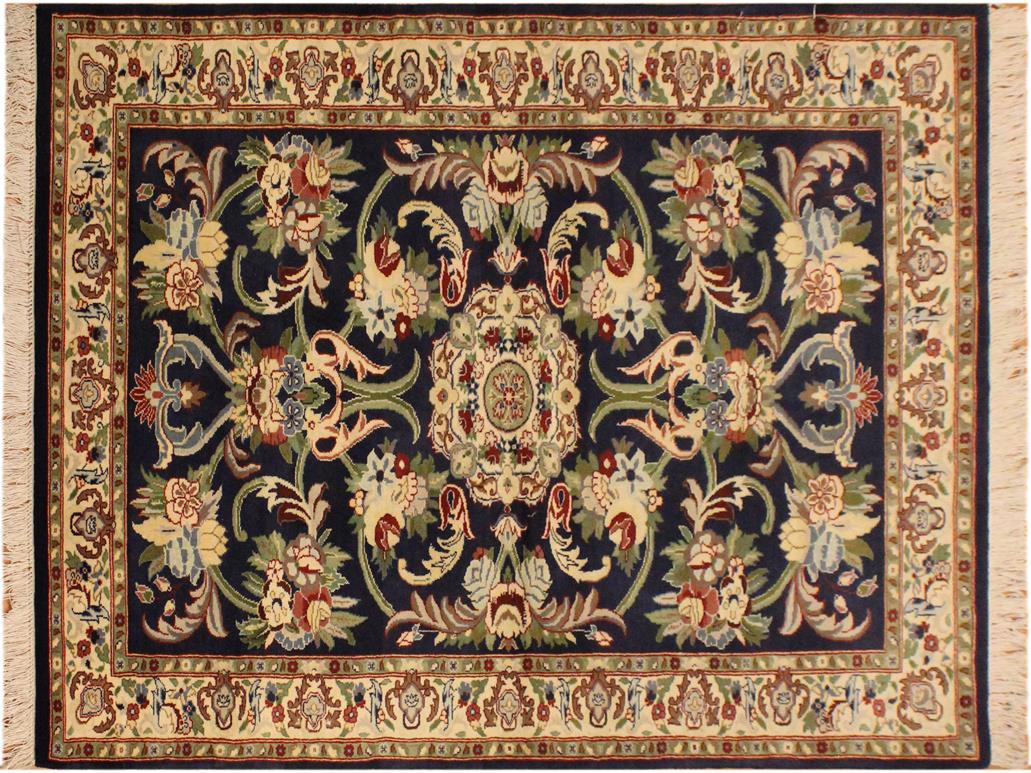 handmade Traditional Anarlaki Blue Beige Hand Knotted RECTANGLE 100% WOOL area rug 3x5