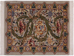 handmade Traditional Marry Gold Taupe Green Hand Knotted RECTANGLE 100% WOOL area rug 4x6