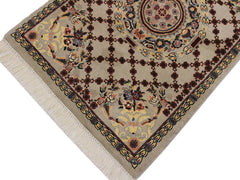 handmade Traditional B/2 Taupe Yellow Hand Knotted RECTANGLE 100% WOOL area rug 2x3