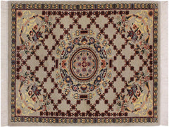 handmade Traditional B/2 Taupe Yellow Hand Knotted RECTANGLE 100% WOOL area rug 2x3