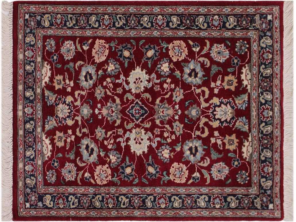 handmade Traditional Abasi Afsha Red Blue Hand Knotted RECTANGLE 100% WOOL area rug 2x3