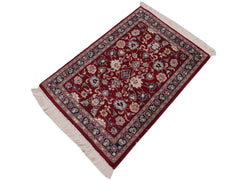 handmade Traditional Abasi Afsha Red Blue Hand Knotted RECTANGLE 100% WOOL area rug 2x3