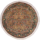 handmade Traditional Imran Brown Green Hand Knotted ROUND 100% WOOL area rug 8x8