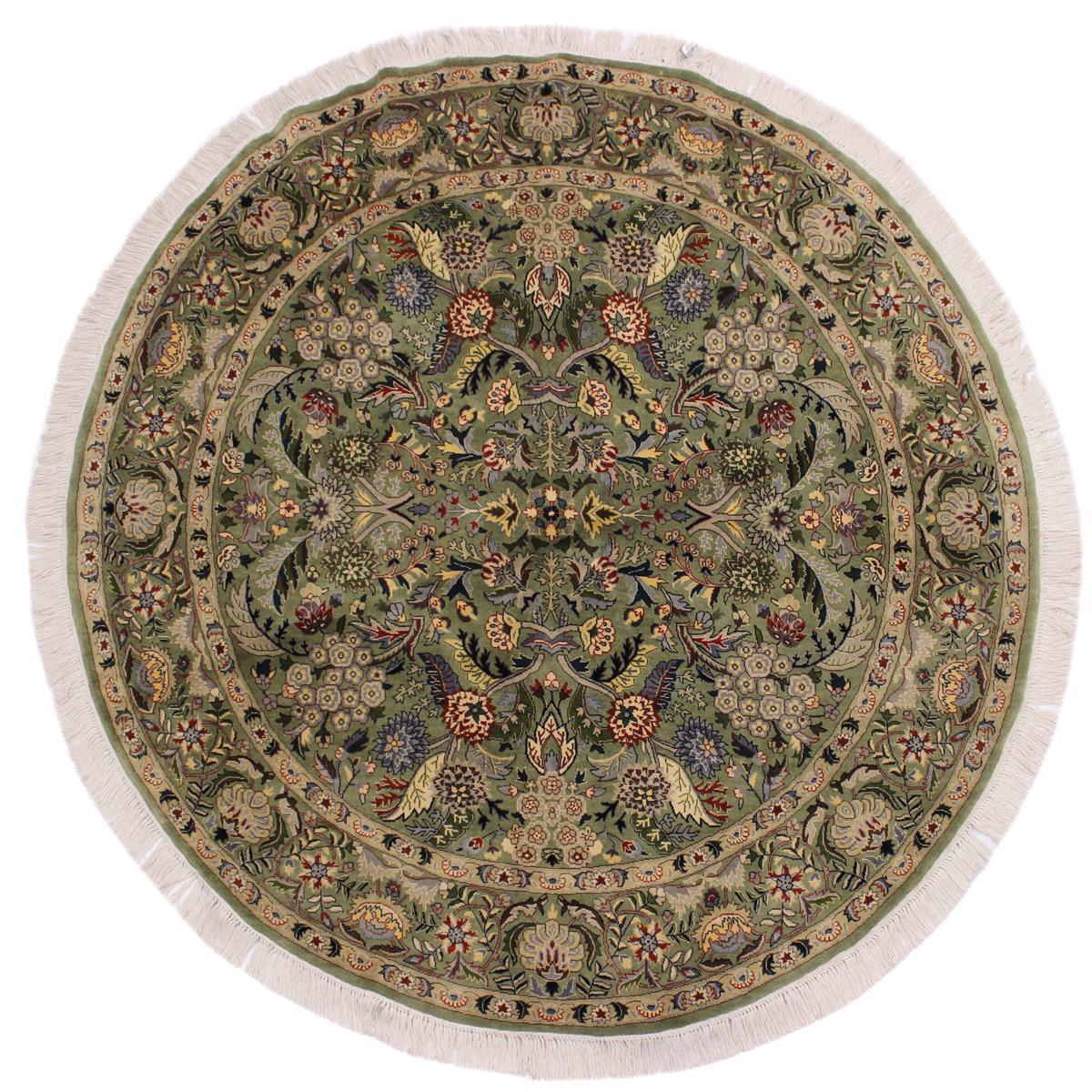 handmade Traditional Nagi Lt. Green Gray Hand Knotted ROUND 100% WOOL area rug 6x6