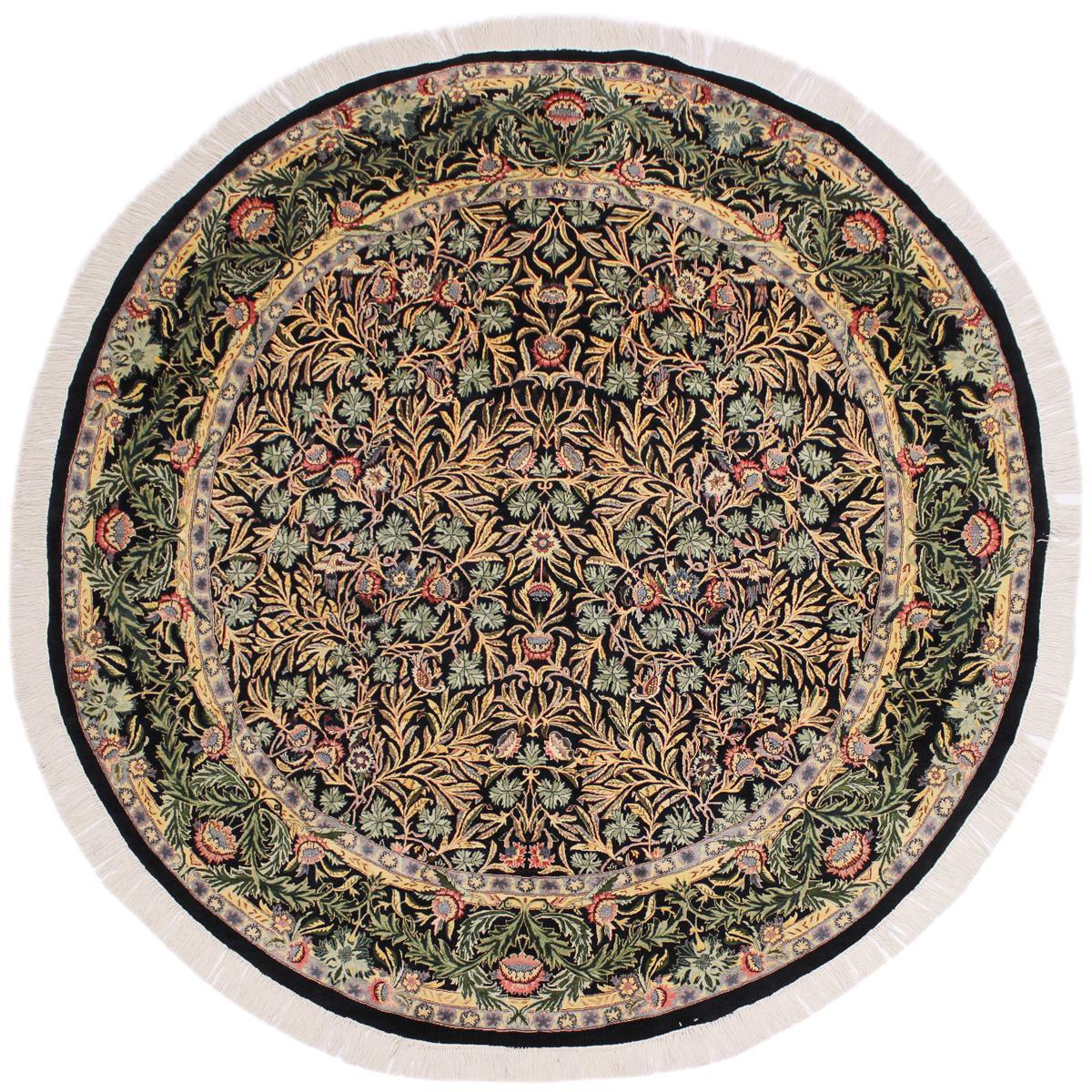 handmade Traditional Imran Black Green Hand Knotted ROUND 100% WOOL area rug 8x8