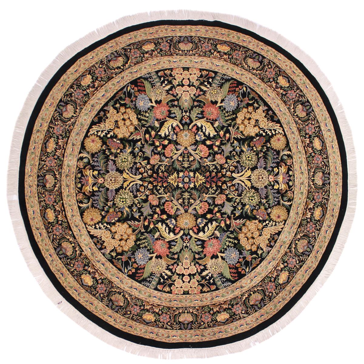 handmade Traditional Nagi Black Gray Hand Knotted ROUND 100% WOOL area rug 9x9