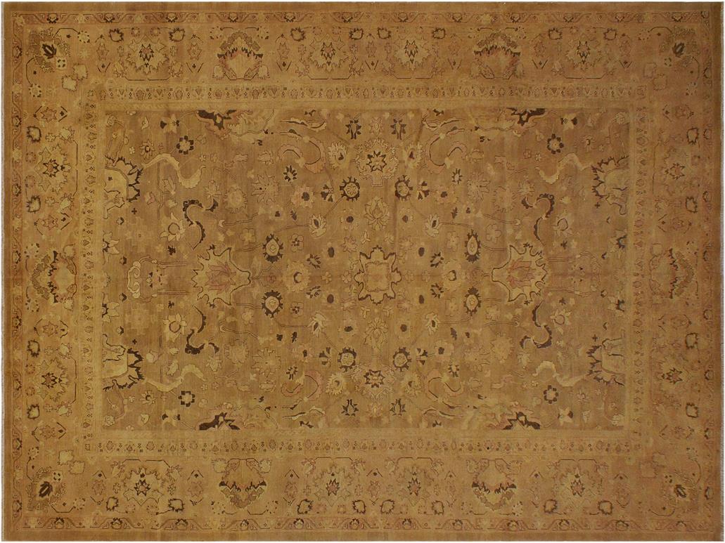 handmade Traditional Antique Brown Tan Hand Knotted RECTANGLE 100% WOOL area rug 13x17