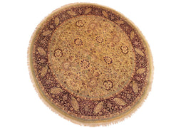 handmade Traditional Kashan Gold Red Hand Knotted ROUND 100% WOOL area rug 8x8