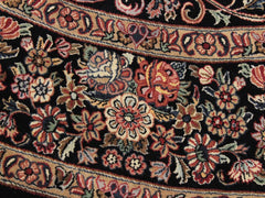 handmade Traditional Kashan Black Pink Hand Knotted ROUND 100% WOOL area rug 8x8