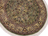 handmade Traditional Abasi Afsha Green Beige Hand Knotted ROUND 100% WOOL area rug 6x6
