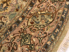 handmade Traditional Kashan Taupe Pink Hand Knotted ROUND 100% WOOL area rug 8x8