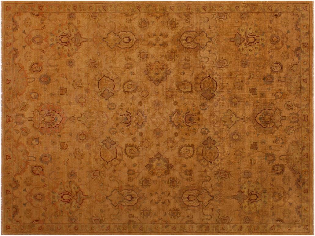 handmade Traditional Gold Gold Hand Knotted RECTANGLE 100% WOOL area rug 9x12