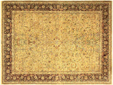 handmade Traditional Lahore Gold Aubergine Hand Knotted RECTANGLE 100% WOOL area rug 9x12