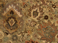 handmade Traditional Kashan Taupe Tan Hand Knotted ROUND 100% WOOL area rug 10x10