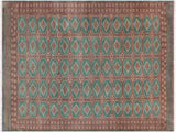Tribal Bokhara Mazie Green Brown Hand Knotted Rug - 10'0'' x 13'11''