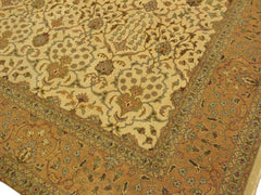 handmade Traditional Ivory Gold Hand Knotted RECTANGLE 100% WOOL area rug 9x12