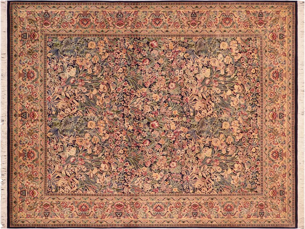 handmade Traditional Inkalab Blue Gold Hand Knotted RECTANGLE 100% WOOL area rug 8x10