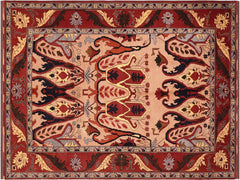 handmade Geometric Kargahi Tan Rust Hand Knotted RECTANGLE 100% WOOL area rug 6x9