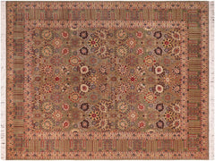 handmade Traditional Tabriz Green Beige Hand Knotted RECTANGLE 100% WOOL area rug 8x10
