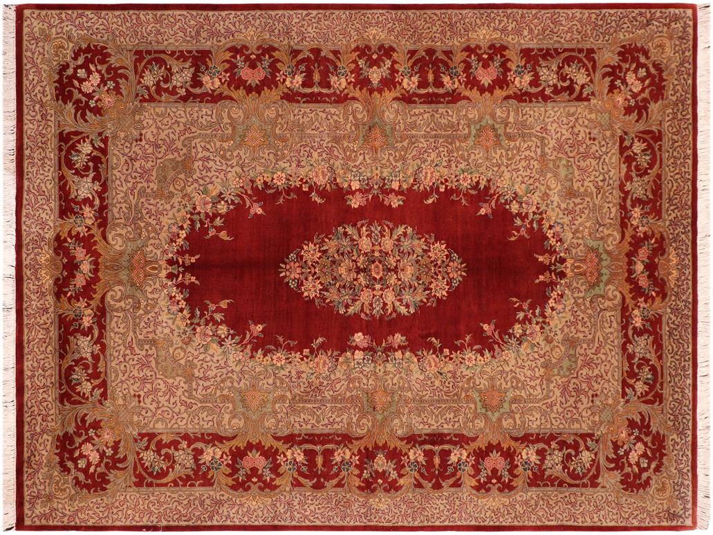 handmade Traditional Abusson Rust Taupe Hand Knotted RECTANGLE 100% WOOL area rug 6x10