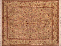 handmade Traditional Agra Taupe Green Hand Knotted RECTANGLE 100% WOOL area rug 6x9