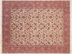 handmade Traditional Tabriz Beige Pink Hand Knotted RECTANGLE 100% WOOL area rug 8x11