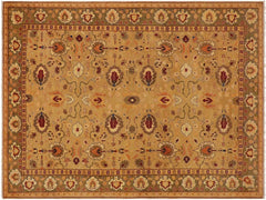 handmade Traditional Antique Gold Olive Green Hand Knotted RECTANGLE 100% WOOL area rug 9x12