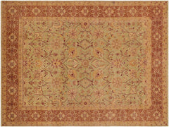 handmade Traditional Antique Lt. Green Lt. Brown Hand Knotted RECTANGLE 100% WOOL area rug 9x12