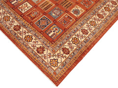 handmade Geometric Berjusta Rust Ivory Hand Knotted RECTANGLE 100% WOOL area rug 6x9