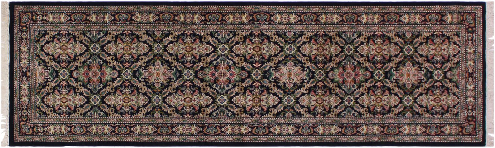 handmade Traditional Tabriz Black Pink Hand Knotted RUNNER 100% WOOL area rug 3x9