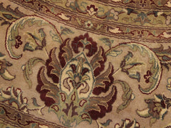 handmade Traditional Kashan Beige Tan Hand Knotted ROUND 100% WOOL area rug 10x10