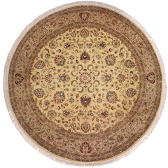 handmade Traditional Kashan Beige Tan Hand Knotted ROUND 100% WOOL area rug 10x10