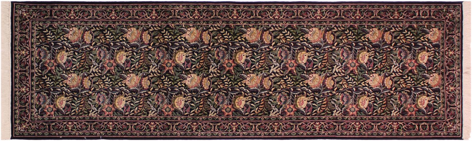 handmade Traditional Nagi Black Gold Hand Knotted RUNNER 100% WOOL area rug 3x8