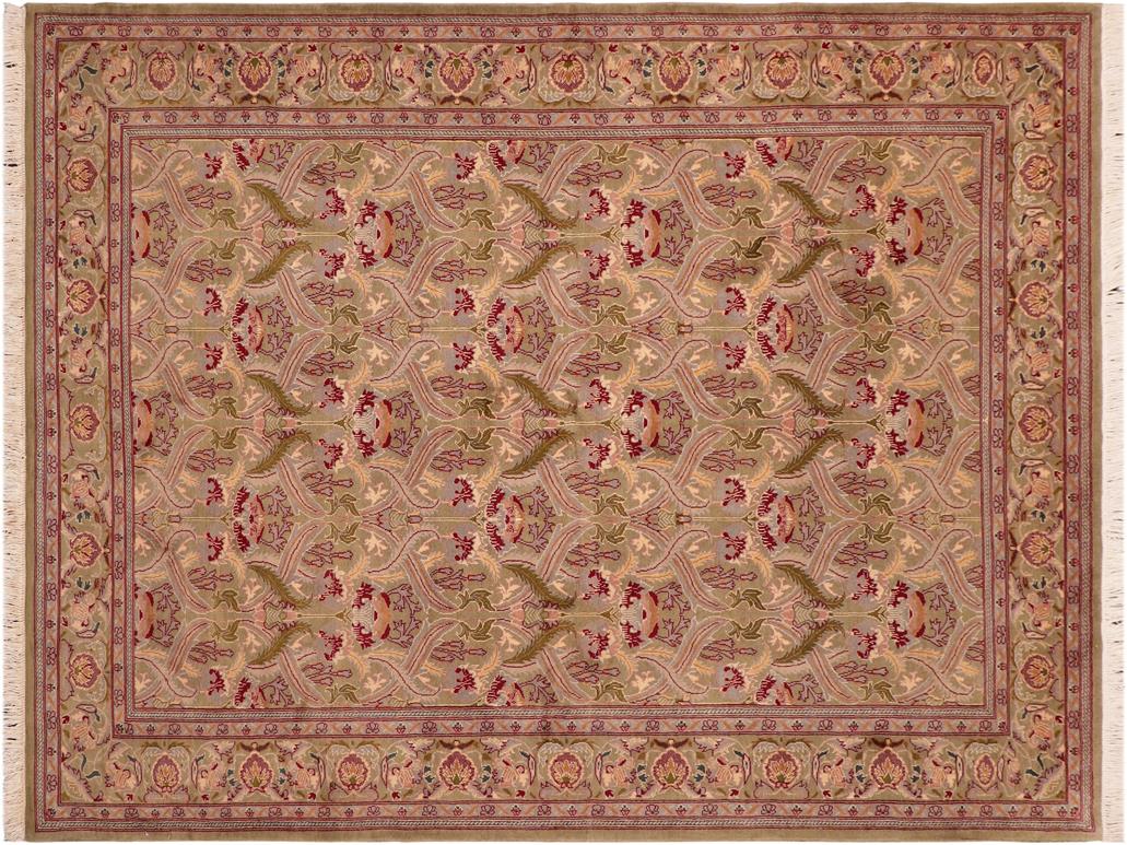 handmade Transitional Hamjolie Green Pink Hand Knotted RECTANGLE 100% WOOL area rug 6x10