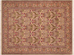 handmade Transitional Hamjolie Green Pink Hand Knotted RECTANGLE 100% WOOL area rug 6x10