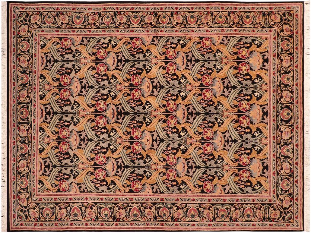 handmade Transitional Hamjolie Black Gold Hand Knotted RECTANGLE 100% WOOL area rug 6x9