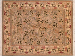 handmade Transitional Chambali Green Beige Hand Knotted RECTANGLE 100% WOOL area rug 6x9